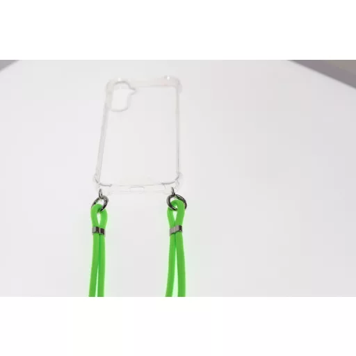 iPhone 15 Plus TPU+PC Átlát.tok,Neon Zöld zsinórral