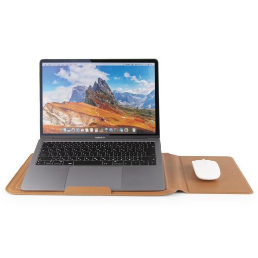 Bőrhatású multifunkciós laptoptartó, Barna