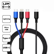 3-in-1 töltőkábel,micro USB+Type-c+lightning