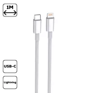 Adatkábel Type-C - Lightning 1m/3A, Fehér