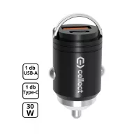 Mini autós töltő adapter gyorstöltő funkcióval 30W