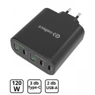 Hálózati gyorstöltő adapter 120W, Fekete