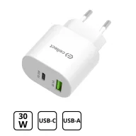 Hálózati gyorstöltő adapter 30W, Fehér