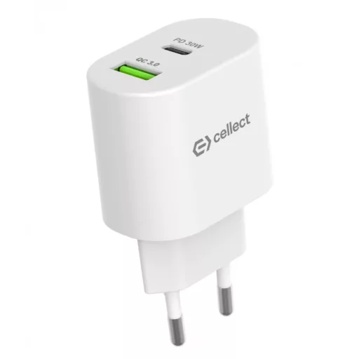 Hálózati gyorstöltő adapter 30W, Fehér