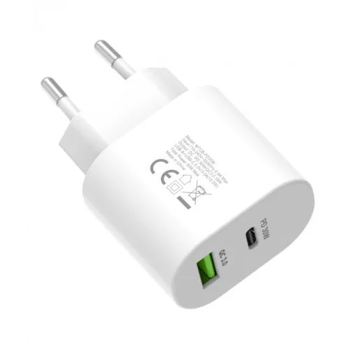 Hálózati gyorstöltő adapter 30W, Fehér