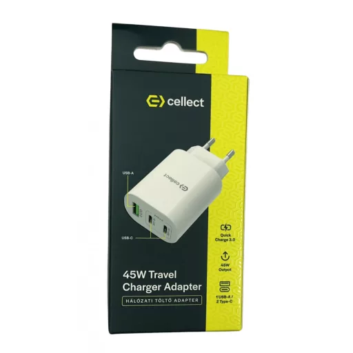 Hálózati gyorstöltő adapter 45W, Fehér