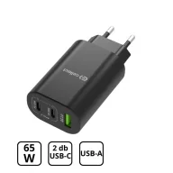 Hálózati gyorstöltő adapter 65W, Fekete