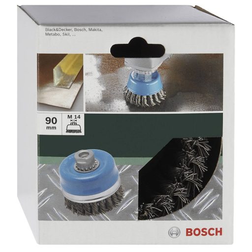 Bosch Accessories Kupakefe sarok- és egyenes köszörűkhöz - hullámos huzal, sárgaréz bevonatú, 90 mm D = 90 mm 2609256506 1 db