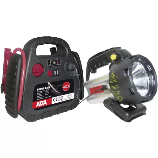 Indítássegítő energiaállomás, gyorsindító 12 V/250 A, beépített levegő kompresszorral APA Powerpack 16540