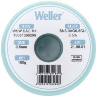   Forrasztóón, ólommentes, tekercs, Weller WSW SAC M1 Sn3.0Ag0.5Cu 100 g 0.5 mm