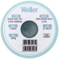   Forrasztóón, ólommentes, tekercs, Weller WSW SAC M1 Sn3.0Ag0.5Cu 250 g 1.0 mm