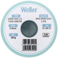   Forrasztóón, ólommentes, tekercs, Weller WSW SAC L0 Sn3.0Ag0.5Cu 250 g 0.8 mm