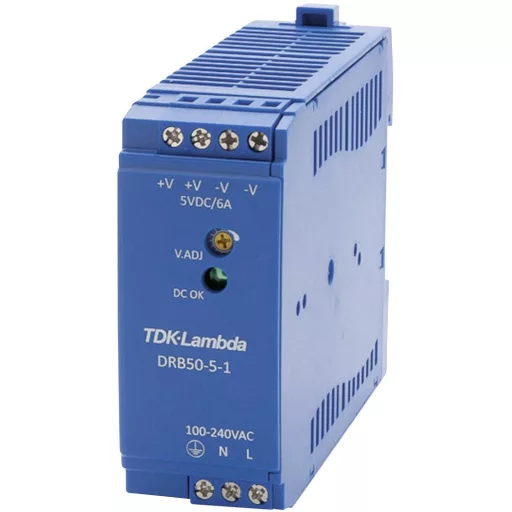 TDK-Lambda DRB50-5-1 Kalapsínes tápegység 5 V/DC 2.5 A 30 W Kimenetek száma:1 x Tartalom, tartalmi egységek rendelésenként 1 db