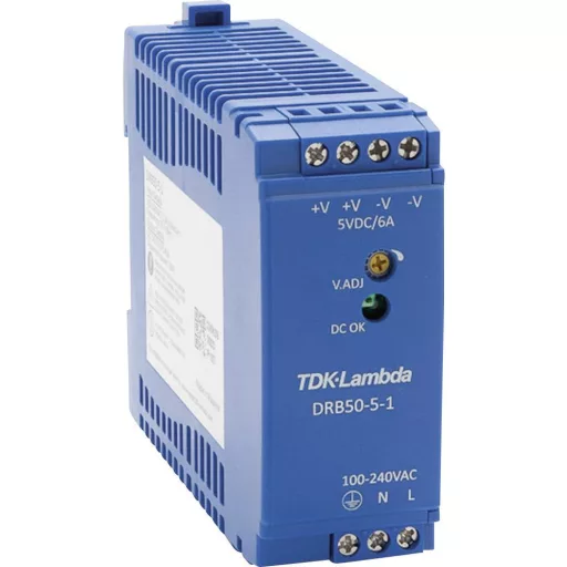 TDK-Lambda DRB50-5-1 Kalapsínes tápegység 5 V/DC 2.5 A 30 W Kimenetek száma:1 x Tartalom, tartalmi egységek rendelésenként 1 db