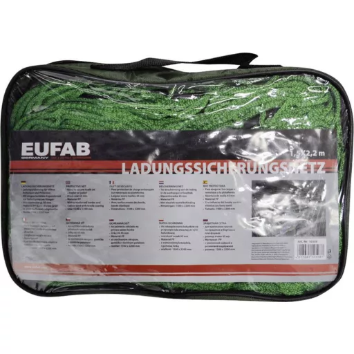 Eufab 10508 Utánfutó háló (H x Sz) 1.5 m x 2.2 m gumi szorítópánttal