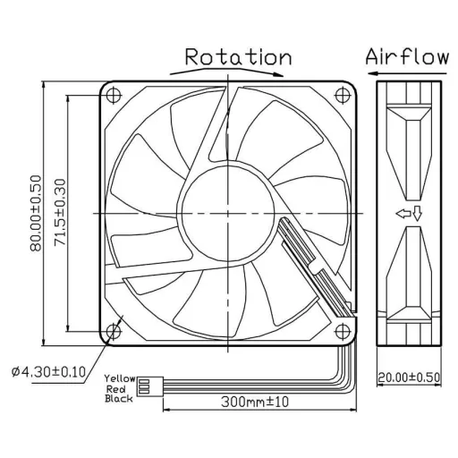 Axiális ventilátor (ipari) 12 V/DC 42.48 m³/h (Sz x Ma x Mé) 80 x 80 x 20 mm FD128020LB(2F3)