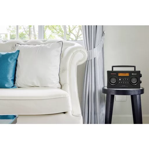 Sangean DPR-26 BT Koffer rádió DAB+, URH AUX, Bluetooth® Akkutöltő funkció Fekete
