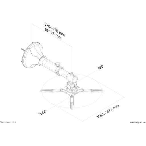 Neomounts BEAMER-W050SILVER Kivetítő fali tartó Dönthető, Forgatható Max. faltól való távolság: 47 cm Ezüst