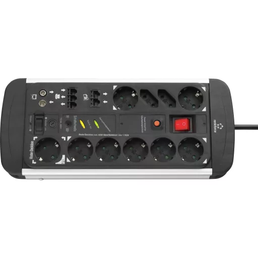 Túlfeszültségvédős master-slave elosztó 10 részes, fekete/ezüst, Renkforce 1296315