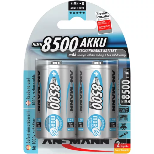 Góliát akku D NiMH, 1,2V 8500 mAh, 2 db, Ansmann maxE HR20, LR20, D, AM1, XL, MN1300, 813, E95, LR20N, 13A