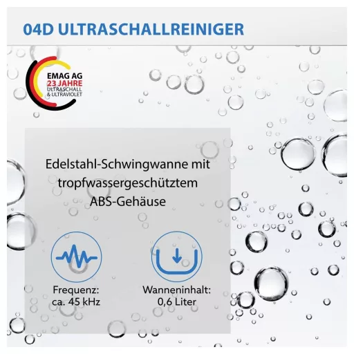 Ultrahangos tisztító 0,6 l 160 x 90 x 50 mm 50 W, Emag EMMI-04D