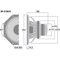   Monacor SP-310CX 10 coll 25.4 cm Szélessávú hangszóró 200 W 8 Ω