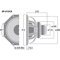   Monacor SP-312CX 12 coll 30 cm Szélessávú hangszóró 8 Ω