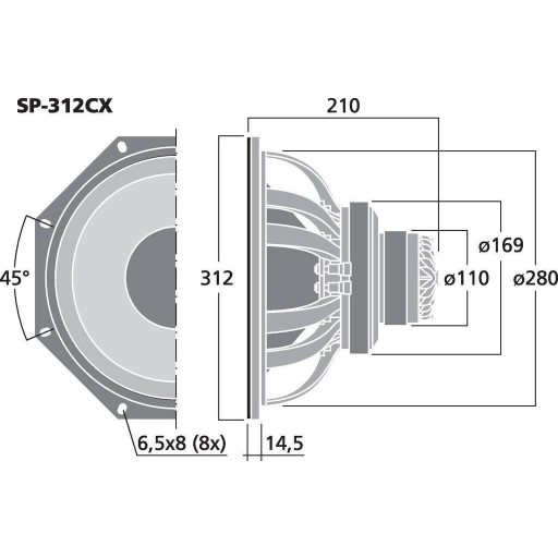 Monacor SP-312CX 12 coll 30 cm Szélessávú hangszóró 8 Ω