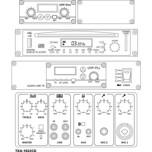 Monacor TXA-1022CD Hordohzató PA hangfal 25 cm 10 coll 1 db