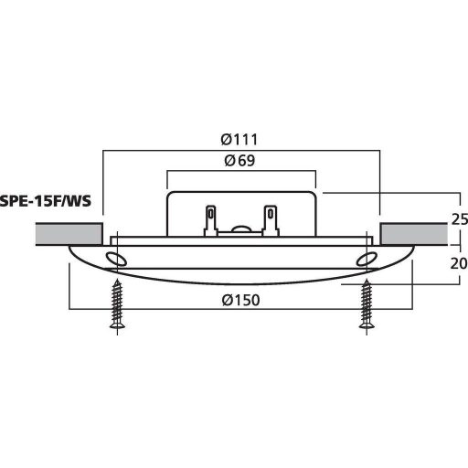 Monacor SPE-15F/WS 4.33 coll 11 cm Szélessávú hangszóró 15 W 4 Ω Fehér Vízálló polipropilén membrán, UV álló