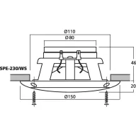   Monacor SPE-230/WS Beépíthető hangszóró 50 W 8 Ω Fehér 1 pár