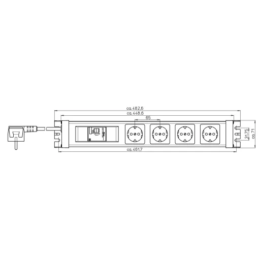 Kopp 228120012 Hálózati elosztó 4 részes Szürke, Fekete Védőérintkezős 1 db
