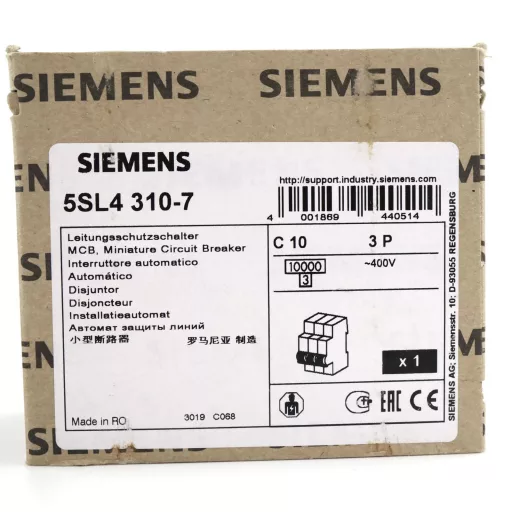Siemens 5SL43107 5SL4310-7 Vezeték védőkapcsoló 3 pólusú 10 A 400 V