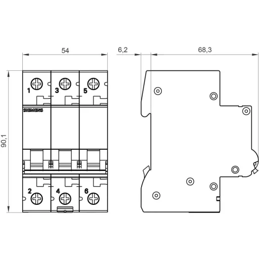 Siemens 5SL43637 5SL4363-7 Vezeték védőkapcsoló 3 pólusú 63 A 400 V