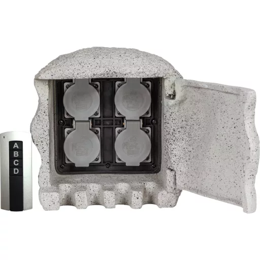 Heitronic 37504 Kerti elosztó 4 részes Szürke Távirányítóval, Kő hatás