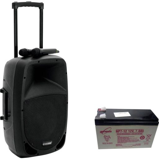 Omnitronic MES-12BT2 Hordohzató PA hangfal 30.48 cm 12 coll Akkuról üzemeltetett, Hálózatról üzemeltetett 1 db