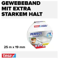   tesa PERFECT 56339-00003-01 Szövet ragasztószalag tesa® extra Power Fehér (H x Sz) 25 m x 19 mm 1 db