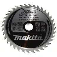   Makita SPECIALIZED B-33635 Keményfém körfűrészlap 136 x 20 x 1 mm Fogak száma (collonként): 36 1 db