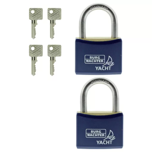 Burg Wächter 2er Set Duo 460 Ni 40 SB Függő lakat Egyidőben záródó Sárgaréz Kulcsos zár