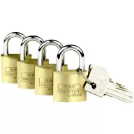   Burg Wächter 4er Set Set Quadro 222 30 SB Függő lakat Egyidőben záródó Sárgaréz Kulcsos zár