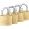 Burg Wächter 4er Set Set Quadro 222 40 SB Függő lakat Egyidőben záródó Sárgaréz Kulcsos zár