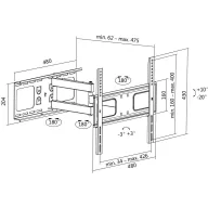   LogiLink BP0015 TV fali tartó 81,3 cm (32) - 139,7 cm (55) Dönthető, Csuklóval mozgatható