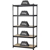   Nagy teherbírású polcos állvány 350 kg, 900 x 1800 x 450 mm, fém/fa polcokkal, TOOLCRAFT