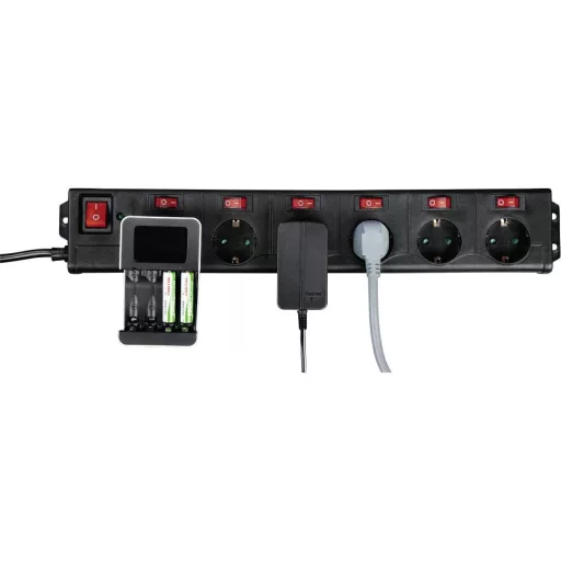 Túlfeszültségvédő elosztó, 6 részes, fekete, Hama