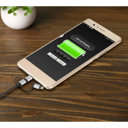 3 az 1-ben micro USB, Lightning, USB-C™ töltő- és adatkábel, 0,5 m, Renkforce