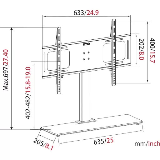 My Wall HP 2 DL TV talp 81,3 cm (32) - 165,1 cm (65) Merev, Padlóállvány