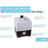   Forrasztási füstelszívó 230 V 120 W 190 m³/óra, Weller Zero Smog TL Kit 1 FN91015699N