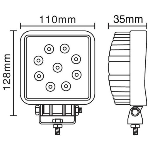 Berger & Schröter Munkafényszóró 12 V, 24 V 20214 Széles közeli mező világítás (Sz x Ma x Mé) 110 x 110 x 63 mm 1890 lm 6000 K
