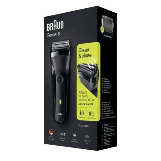 Braun 300s - Series 3 163305 Fólia borotva Fekete, Zöld