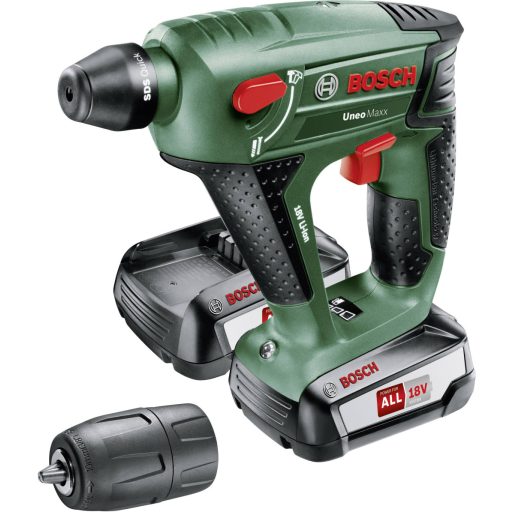 Bosch Home and Garden Uneo Maxx SDS-Quick-Akkus fúrókalapács 18 V 2.5 Ah Lítiumion 2. akkuval, Hordtáskával